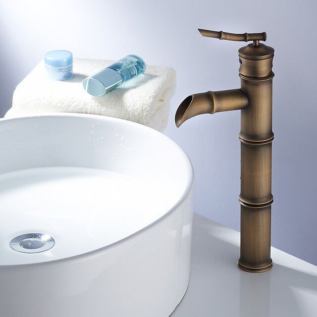  art deco / retro beholder keramisk ventil et hul enkelt håndtag et hul til antik messing, badeværelse vask vandhaner badehaner