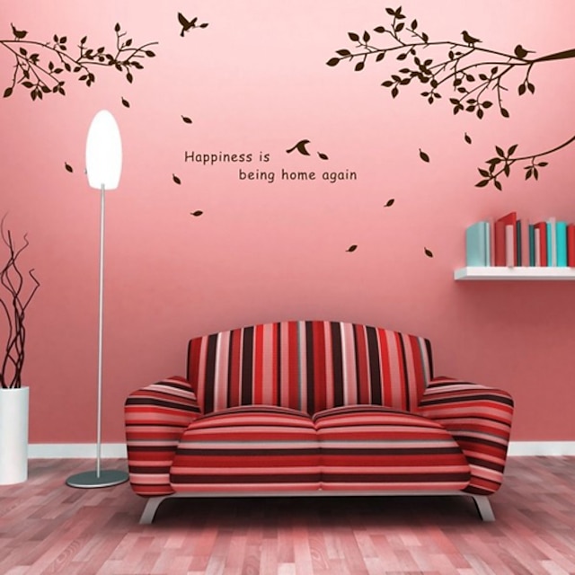  Botanical DIY Words Wall Stickers Hapiness Tree Washable Wall Decals