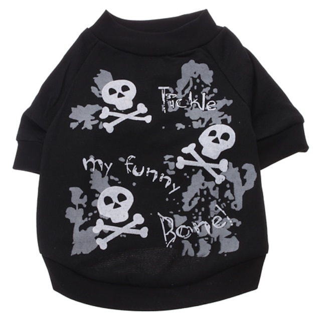  Hund T-shirt Totenkopf Motiv Modisch Halloween Hundekleidung Schwarz Kostüm Baumwolle XS S M L XL XXL