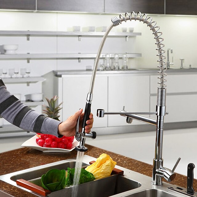  Konyhai csap - Egy furat Króm Kihúzható / Pull-down Montirana na postolje Kortárs Kitchen Taps / Egy fogantyú egy lyukkal