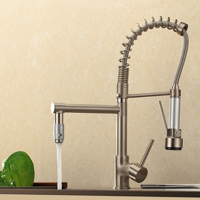  Kitchen faucet - One Hole Nickel Brushed Deck Mounted Contemporary Kitchen Taps