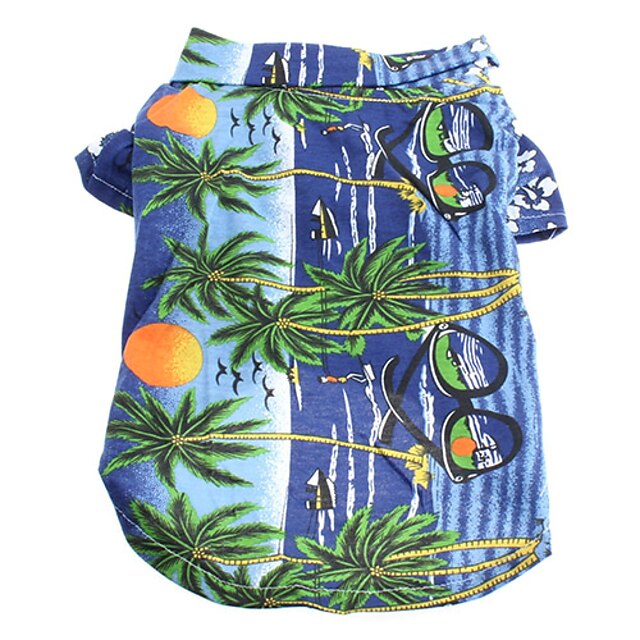  Kat Hond T-shirt Puppy kleding Flora Botanisch Modieus Vakantie Hondenkleding Puppy kleding Hondenoutfits Regenboog Geel Blauw Kostuum voor Girl and Boy Dog Katoen XS S M L XL