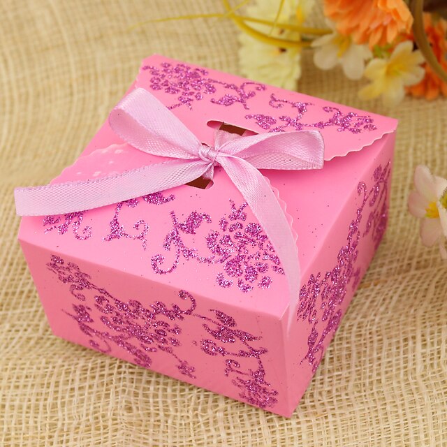  Cuboid Favor Holder with Ribbons Favor Boxes - 12