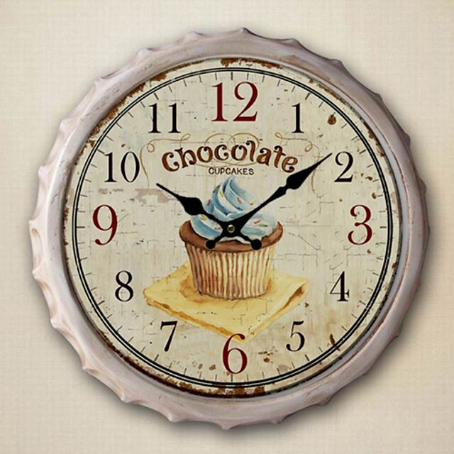  Country Metal Round Food&Drink Indoor Decoration Wall Clock Analog