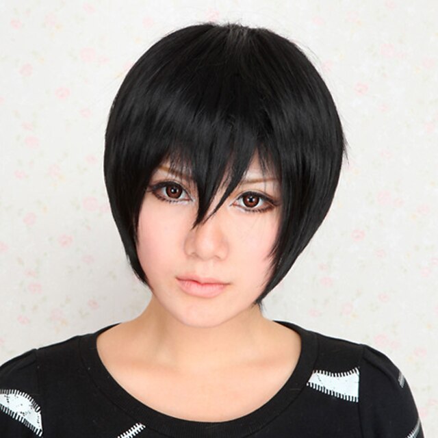  DuRaRaRa Izaya Orihara Men's 12 inch Heat Resistant Fiber Black Anime Cosplay Wigs