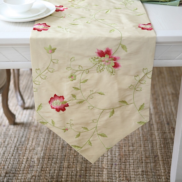  Polyester Rectangular Table Runner Floral Table Decorations