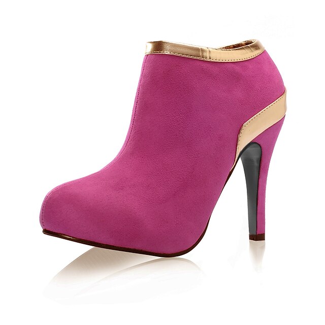  Dames Schoenen Suède Herfst / Winter Naaldhak 5.08-10.16 cm / Korte laarsjes / Enkellaarsjes Zwart / Grijs / Fuchsia