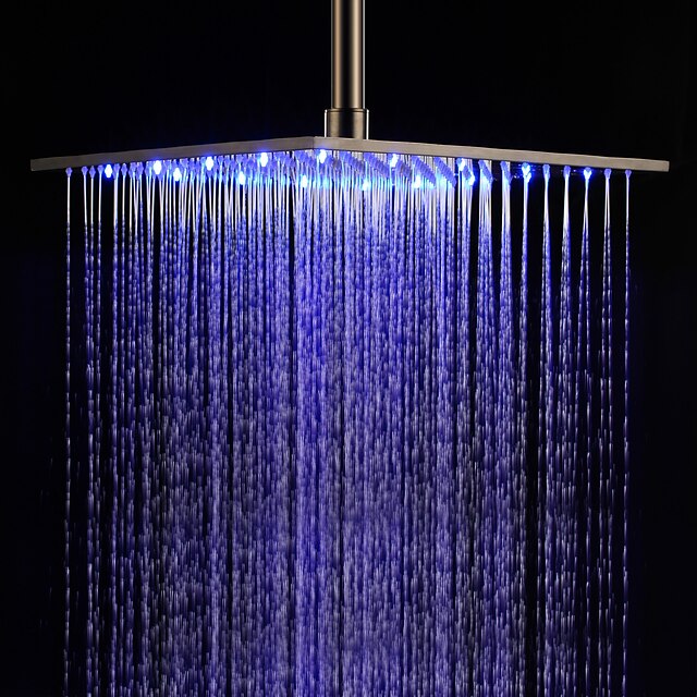  Contemporary Rain Shower Brushed Feature - Rainfall / LED, Shower Head / Stainless Steel / Ceiling Mounted / #