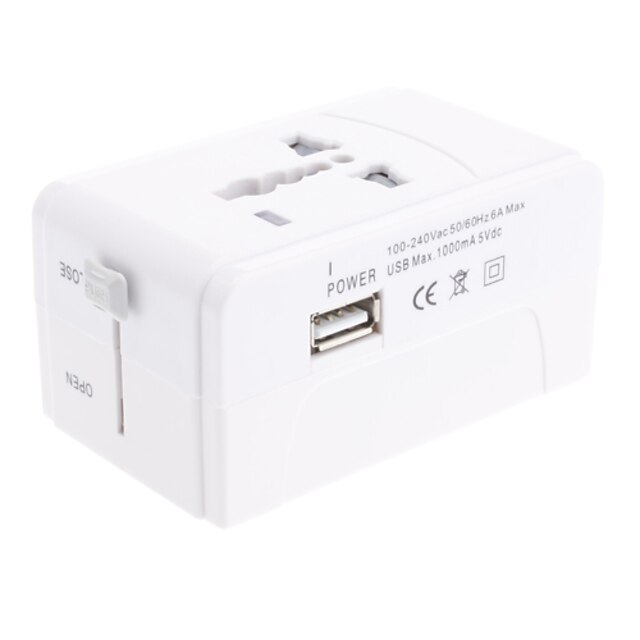  Universal Travel Plug Power Adapter con porta USB