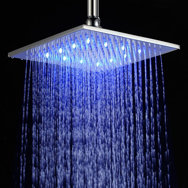  Bronz, négyszögletes, mennyezetre rögzíthető zuhanyfej, színes LED, 10 hüvelyk
