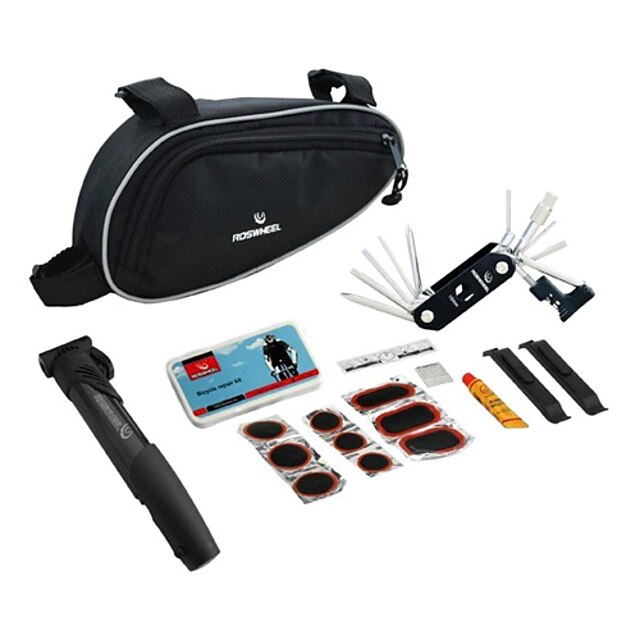  14-in-1 Folding Stainless Bicycle Repair Set with Tool Bag And Pump 21255