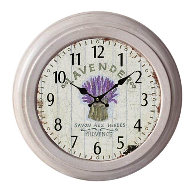  Country Metal Round Floral / Botanicals Indoor Decoration Wall Clock Analog