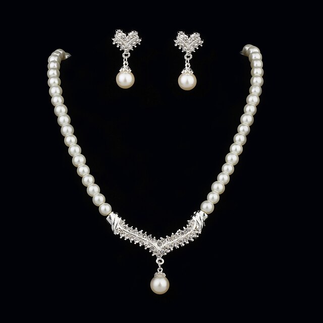  Clear Pearl Earrings Jewelry White For Party Anniversary Birthday Gift Engagement / Necklace