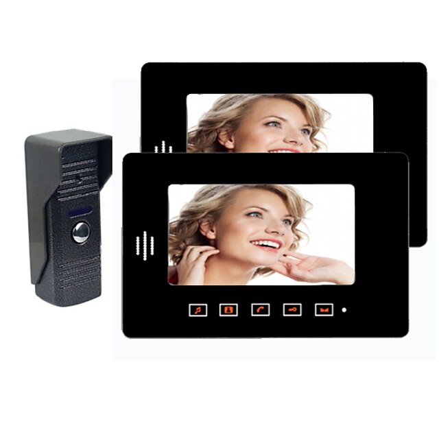  Video Door Phone with Two 7 Inch Mointor (Touch Key,Warterproof Outdoor Camera)