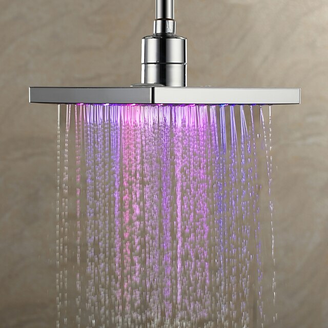  עכשווי מקלחת גשם כרום מאפיין - גשם LED, ראש המקלחת