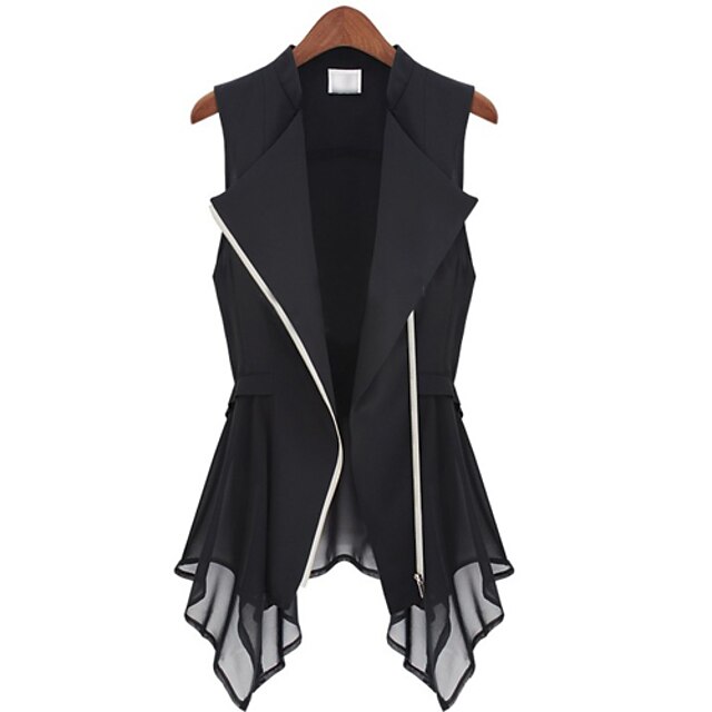  Women's Irregular Chiffon Splicing Vest