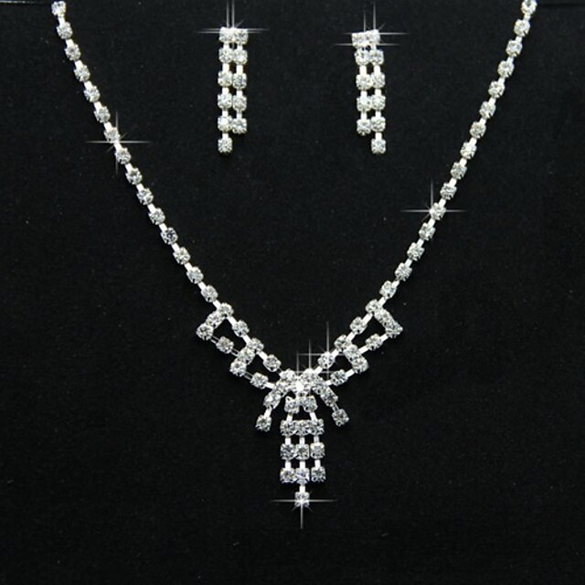  Удивительный сплав Простой дизайн с комплект ювелирных изделий Rhinestone женщин, в том числе ожерелья, серьги