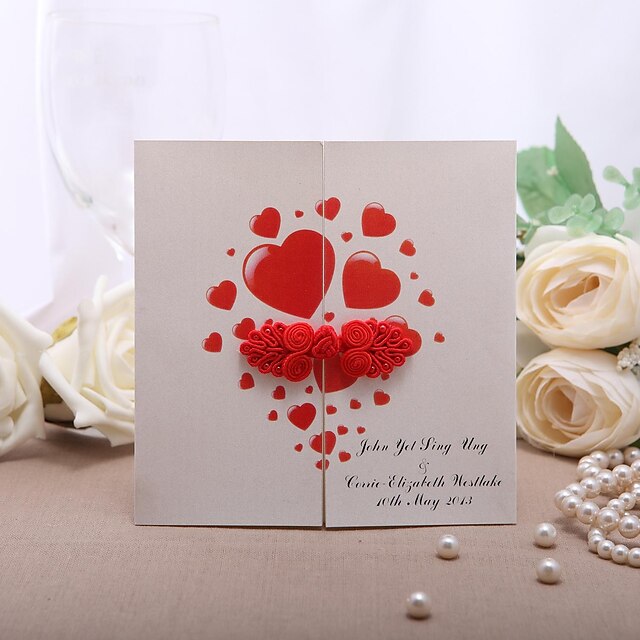  Plis Fenêtre Faire-part mariage Cartes d'invitation Style formel Papier nacre 13.2*13.2cm