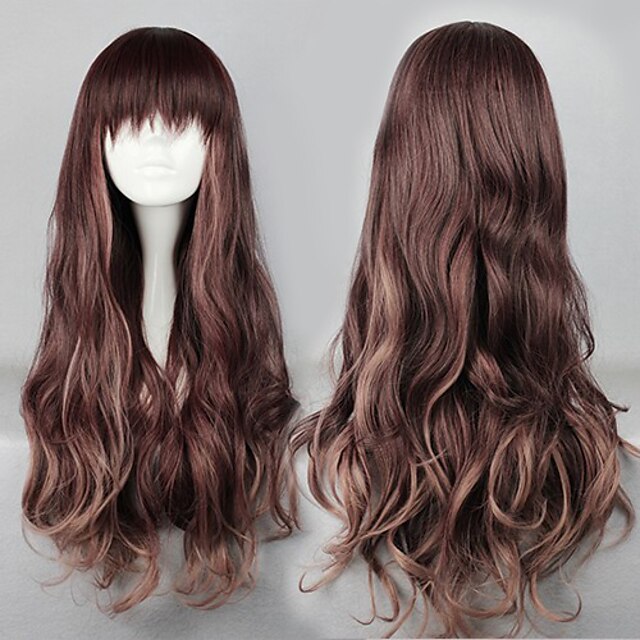  lolita parrucca onda ispirato da cerniera colore marrone misto 75 centimetri dolce