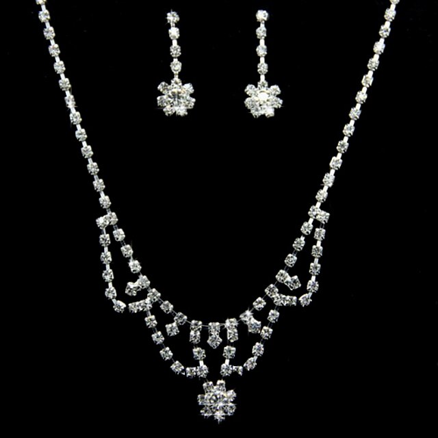 Jewelry Set Women's Anniversary / Birthday / Gift / Party / Special Occasion Jewelry Sets Alloy Rhinestone Necklaces / Earrings Silver