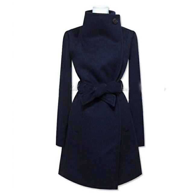  Женское шерстяное пальто с широкими отворотами