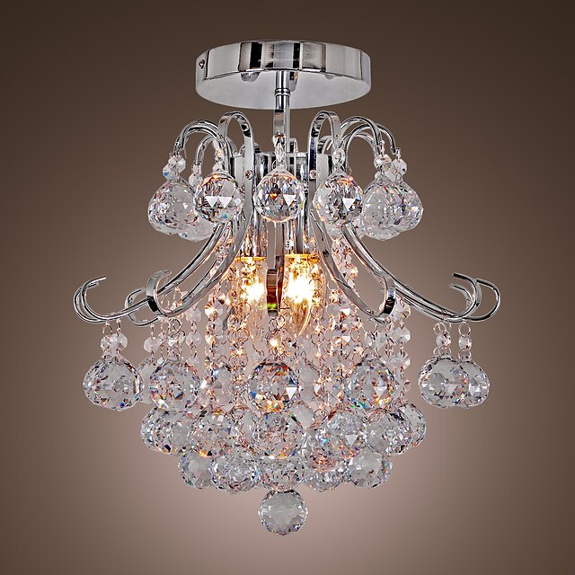  3-Light Flush Mount Downlight - Crystal, Mini Style, 110-120V / 220-240V Bulb Not Included / 30-40㎡ / E12 / E14