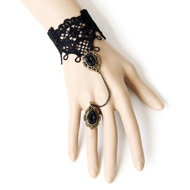  Women's Jewelry Set / Cuff Bracelet / Vintage Bracelet - Lace Unique Design, European, Fashion Bracelet Black For Party / Ring Bracelet