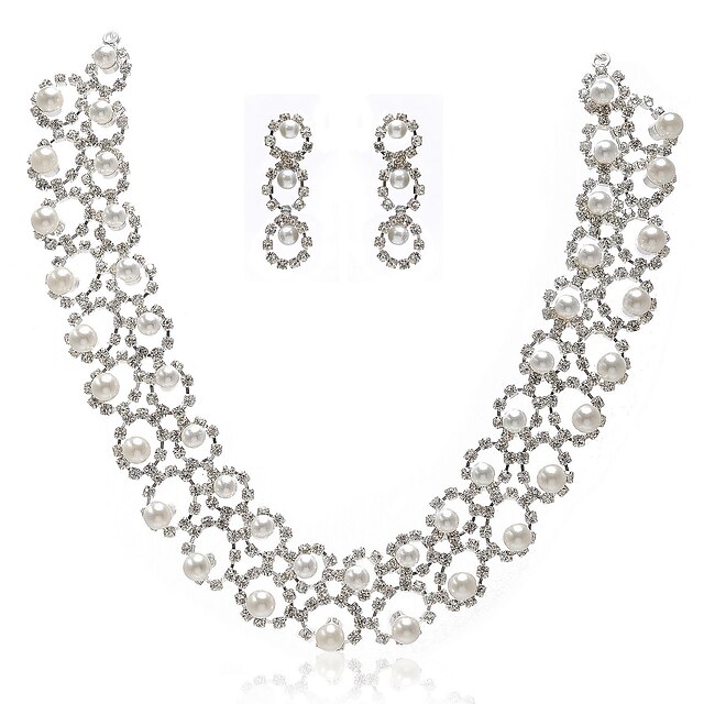  gorgeous Strass / Nachahmungen von Perlen Hochzeit Braut-Halskette und Ohrringe Schmuck-Set