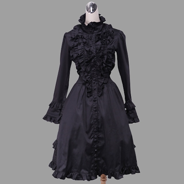 Jednodílné/Šaty Gothic Lolita Lolita Cosplay Lolita šaty Jednobarevné Dlouhý rukáv Medium Length Šaty Pro Bavlna
