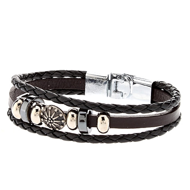  Women's Charm Bracelet Leather Bracelet - Leather Bracelet Jewelry Silver / Black For Sports