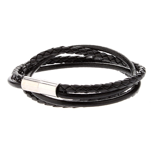  Hombre Pulseras de cuero Multi capa Trenzado Moda Piel Pulsera pulsera Negro / Blanco / Rojo / Marrón Para Regalo Diario