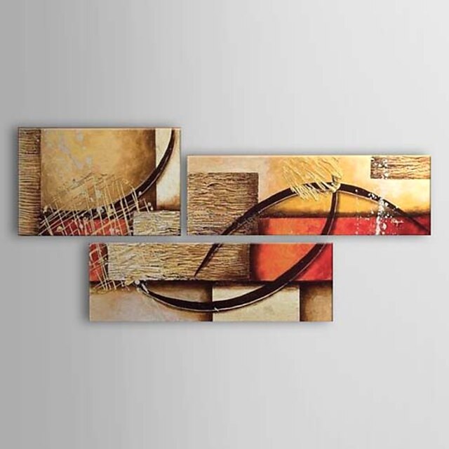  Hang-Painted Oliemaleri Hånd malede - Abstrakt Klassisk Omfatter indre ramme / Tre Paneler / Stretched Canvas