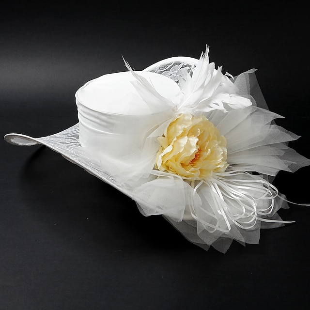  Fashion Satin / Alloy With Flower / Feather Wedding/ Partying/ Honeymoon Hat