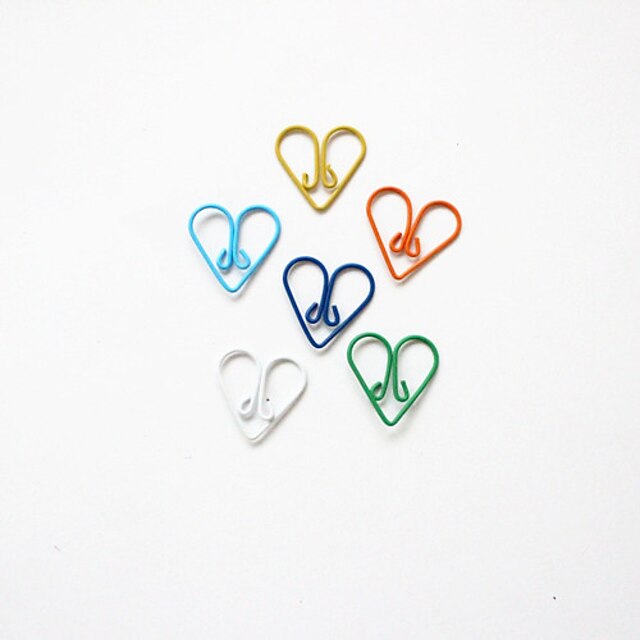  modelo del corazón de plástico envuelto clips de papel (10pcs colores aleatorios)