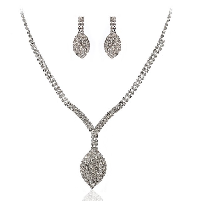 Rhinestone Jewelry Set Include Earrings Necklaces - Alloy For Wedding Party Anniversary Birthday Engagement Gift
