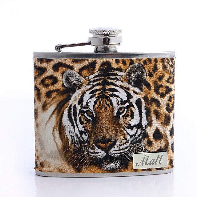  leopardo presente do dia de impressão personalizada do pai 5 oz balão de couro pu