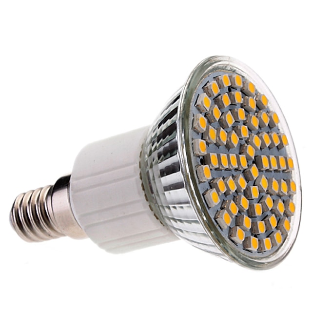  Ampoule LED Spot Blanc Chaud (220-240V), E14 60x3528 SMD 3.5W 400LM 2800-3200K