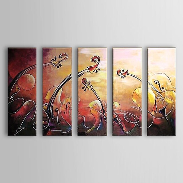  Hand-Painted Abstract Five Panels Canvas Oil Painting For Home Decoration