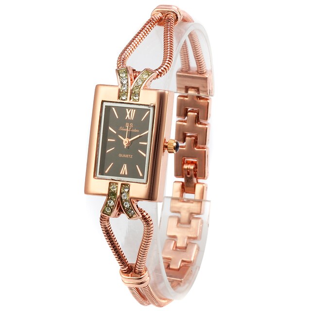  Women's Fold-over Fashion Watch Gold Watch Square Watch Gold Tile Ladies Wrist Watch - Rose Gold