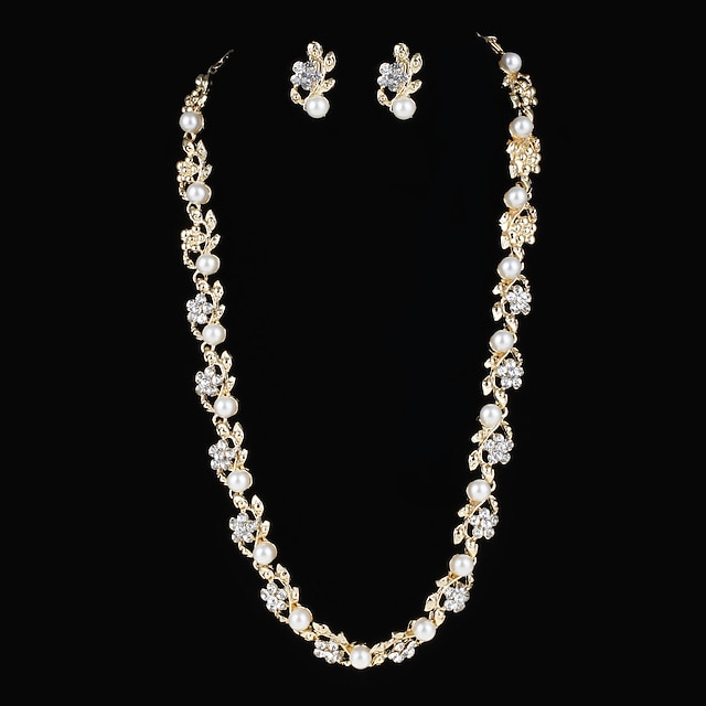  Alliage élégant avec strass / imitation Set Bijoux en perles des femmes y compris le collier, boucles d'oreilles