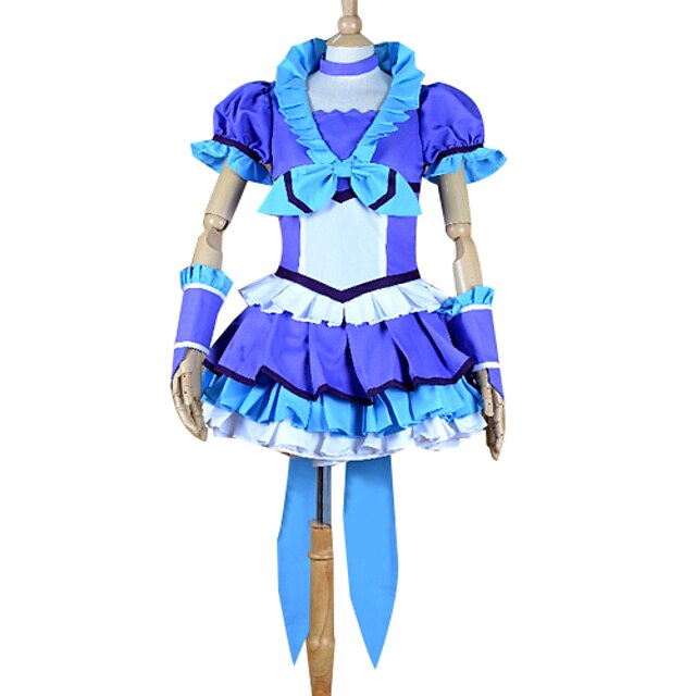  Inspired by Pretty Cure Cure Beat Anime Cosplay Costumes Japanese Cosplay Suits Dresses Patchwork Short Sleeve Top Skirt Headpiece For Women's / Necklace / Bracelet / Bow / Bracelet / Bow