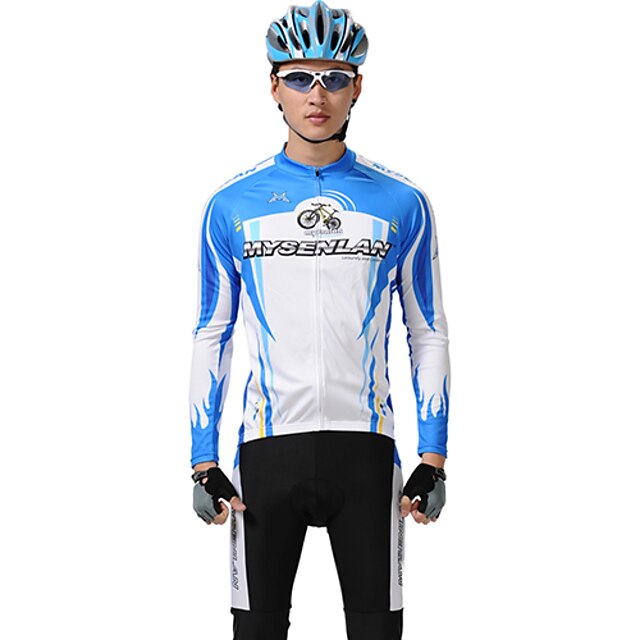  Mysenlan Men's Long Sleeve Bike Clothing Suit Thermal / Warm Breathable Quick Dry Sports Polyester Clothing Apparel / Waterproof Zipper / High Elasticity