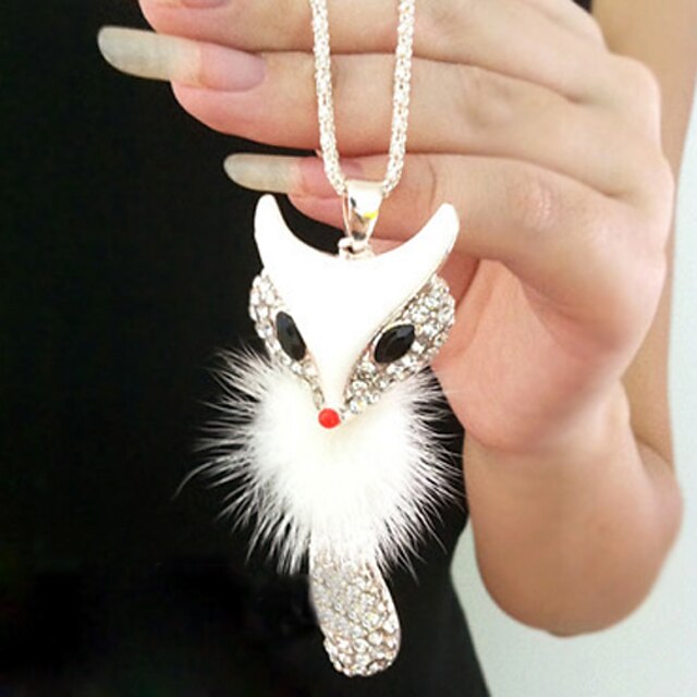  Femme Pendentif de collier Cristal Forme d'Animal Renard Alliage Bijoux Pour