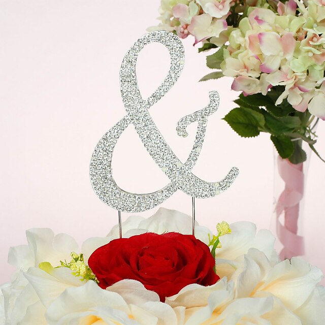  Cake Topper Non-personalized Chrome Wedding / Anniversary / Quinceañera & Sweet Sixteen / Birthday Rhinestone Classic Theme PVC Bag