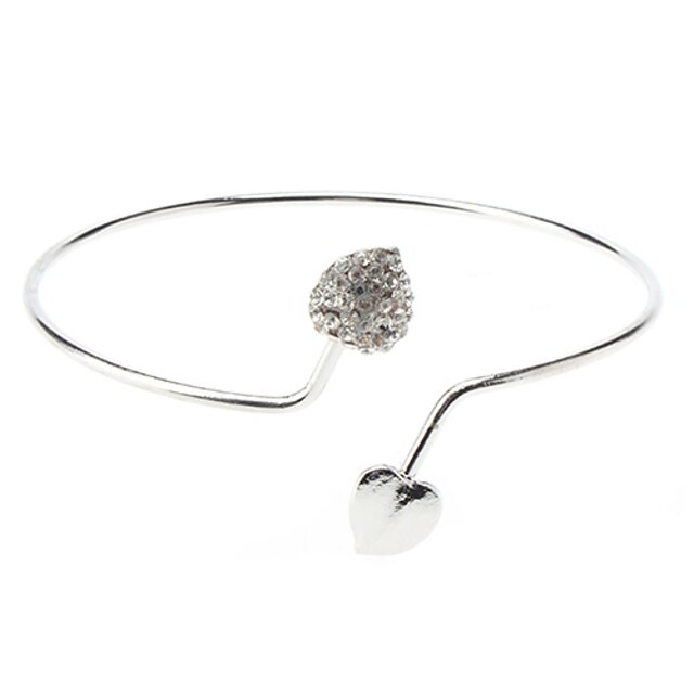  Dame Armbånd Hjerte Kærlighed Luksus minimalistisk stil Åben Simuleret diamant Armbånd Smykker Til Bryllup