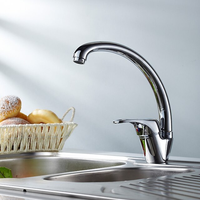  Robinet Bucătărie - O gaură Crom standard Spout Επικαθήμενη Tradițional Kitchen Taps / Singur mâner o gaura