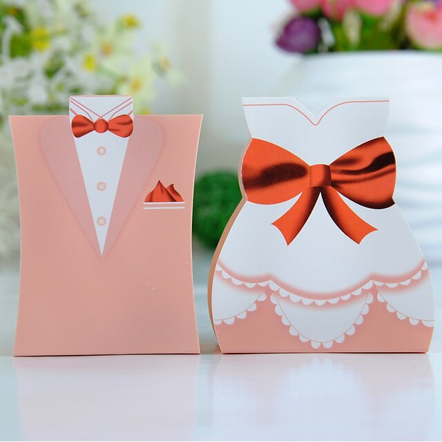  Pink Tuxedo & Gown Favor Box (Set of 12)