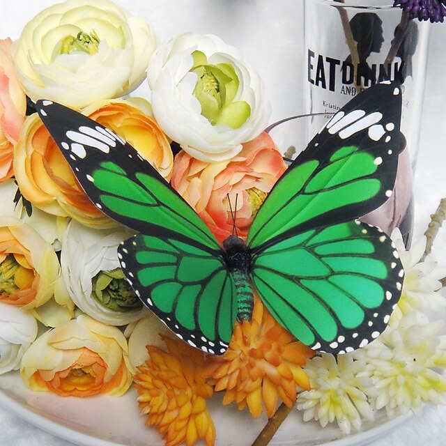  結婚式の装飾の素敵な緑のプラスチック製の蝶(6セット)