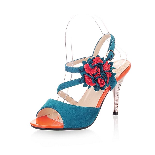  Suede sandalias de tacón de aguja con zapatos de fiesta / vestido de noche de flores (más colores)