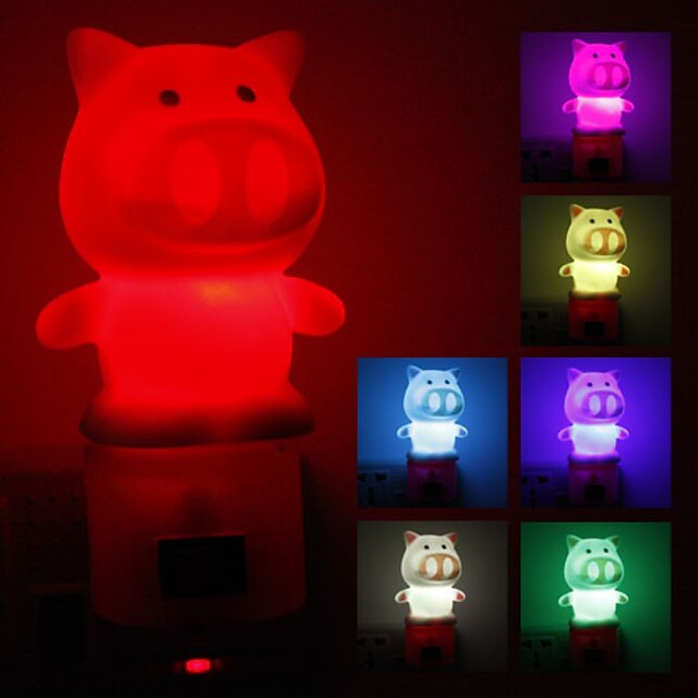  Pig Shaped Mudando a cor Night Light LED (220V)